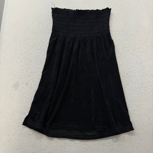 Vintage Juicy Couture Women Black Terrycloth Smocked Tube Dress Strapless Size S