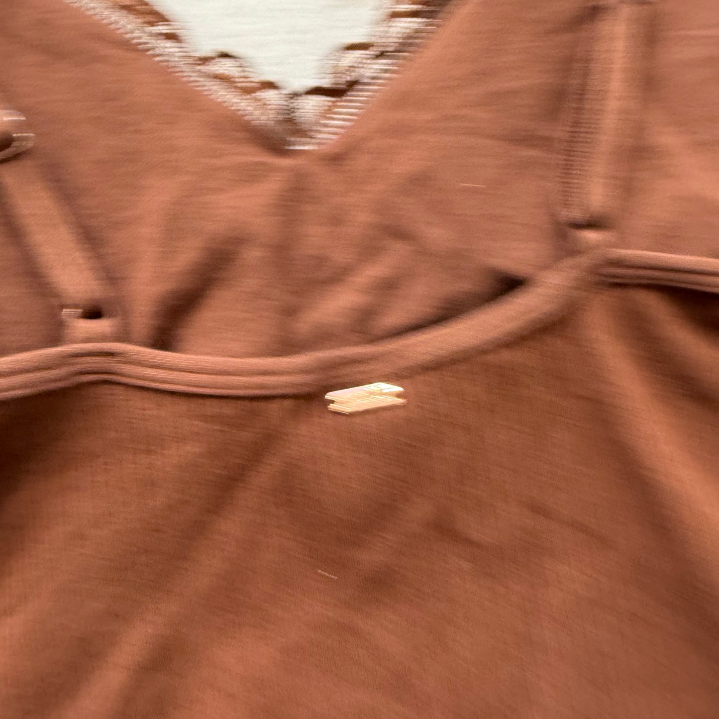 Victoria's Secret PINK Women Brown Lace Ribbed Bodysuit Adjustable Straps Size L