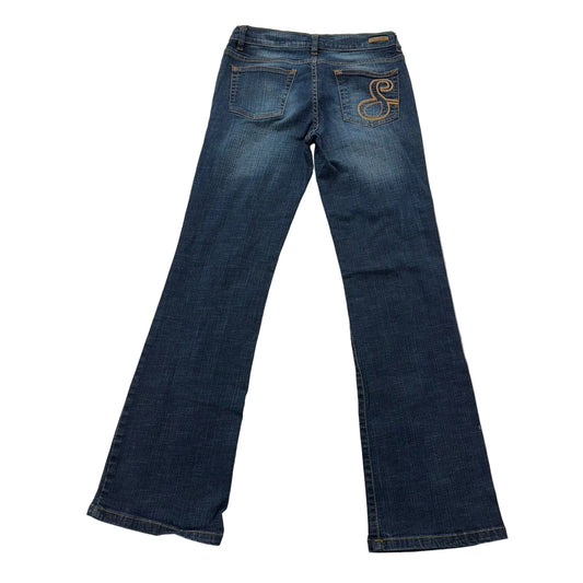 Southpole Blue Flared Bootcut Jean Back Logo Embroidered Low Rise Stretch Size 7