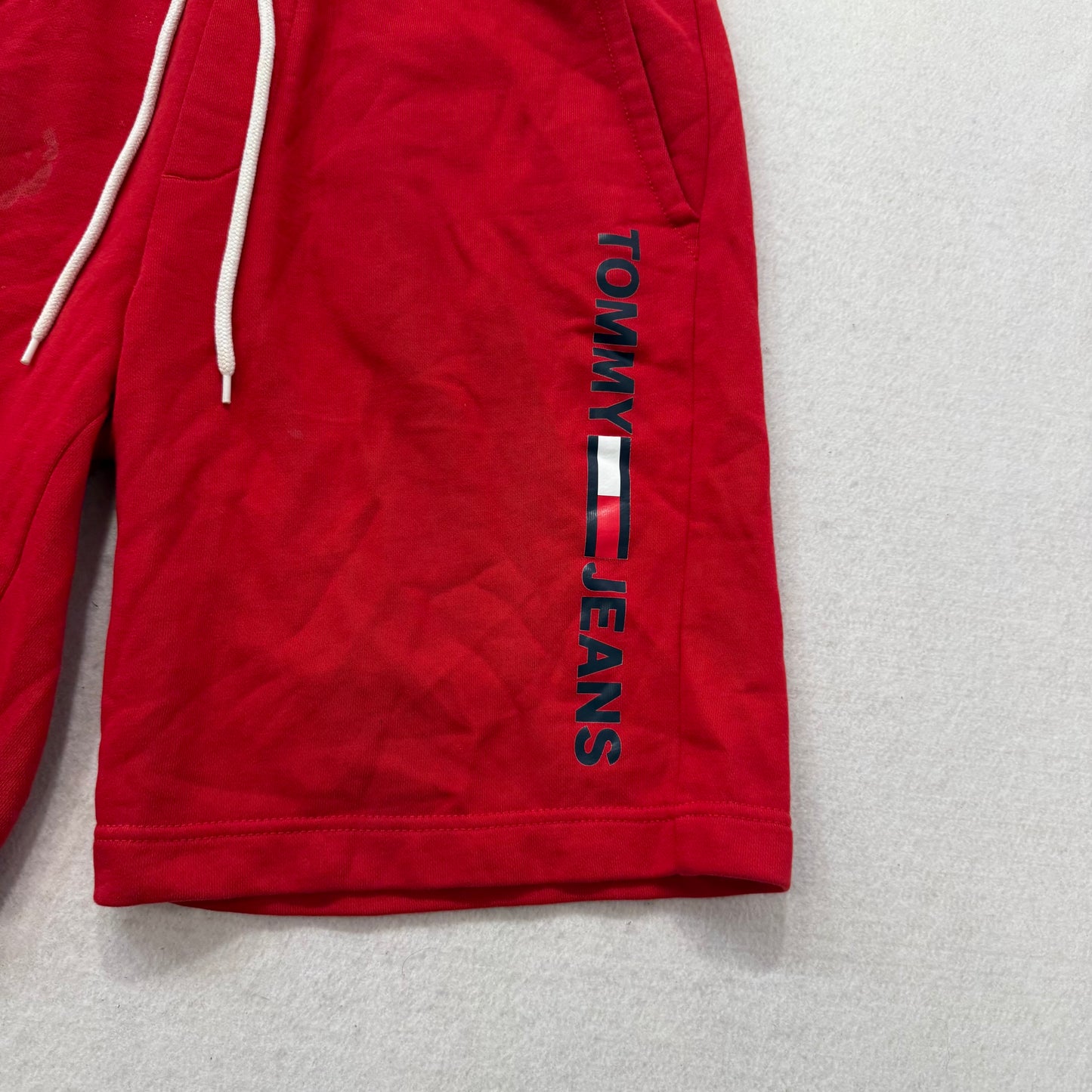 Tommy Hilfiger Men's Bright Red Cotton Lounge Shorts Slash Pockets Logo Size M