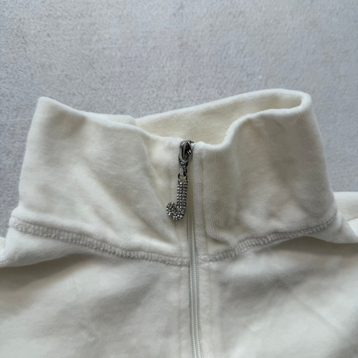 Juicy Couture Icons Keep It Juicy Women's White Velour Track Jacket Logo Size M