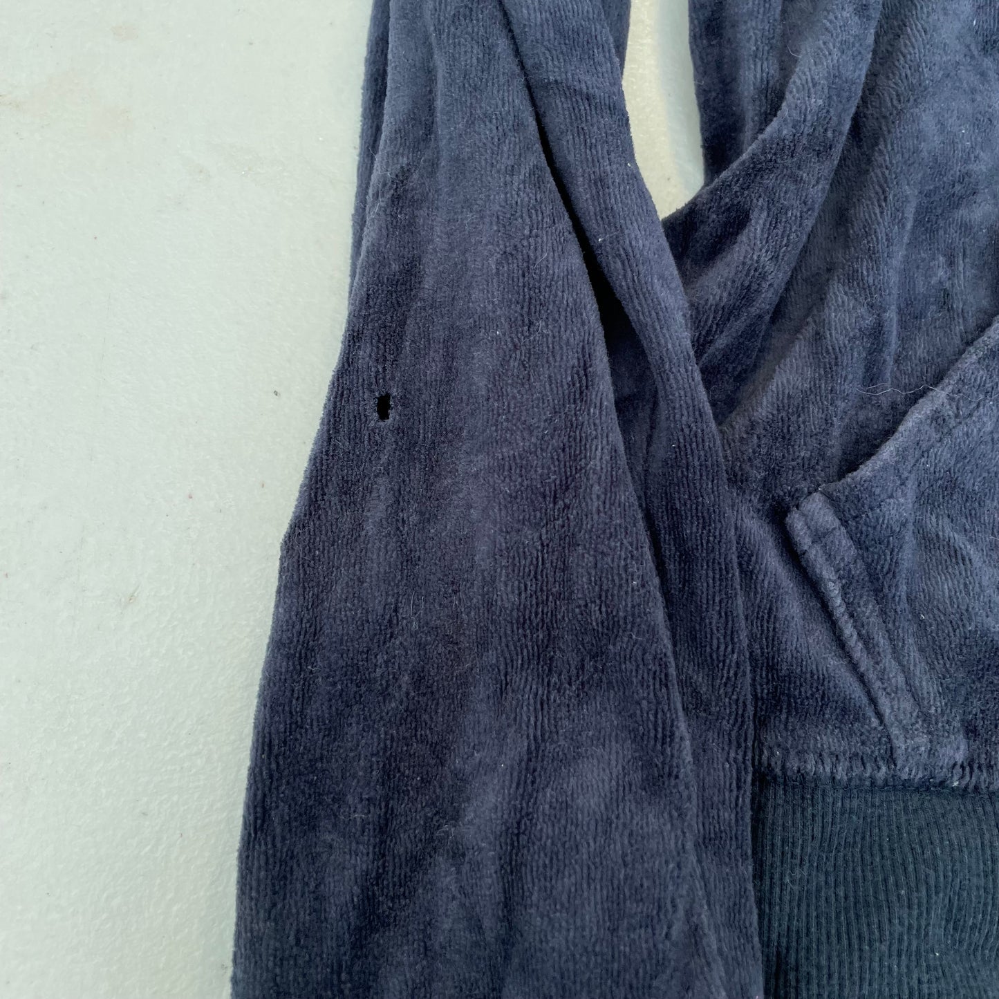 Vintage Juicy Couture Women's Slate Blue Velour Zip-Up Hoodie Pockets Y2k Size L