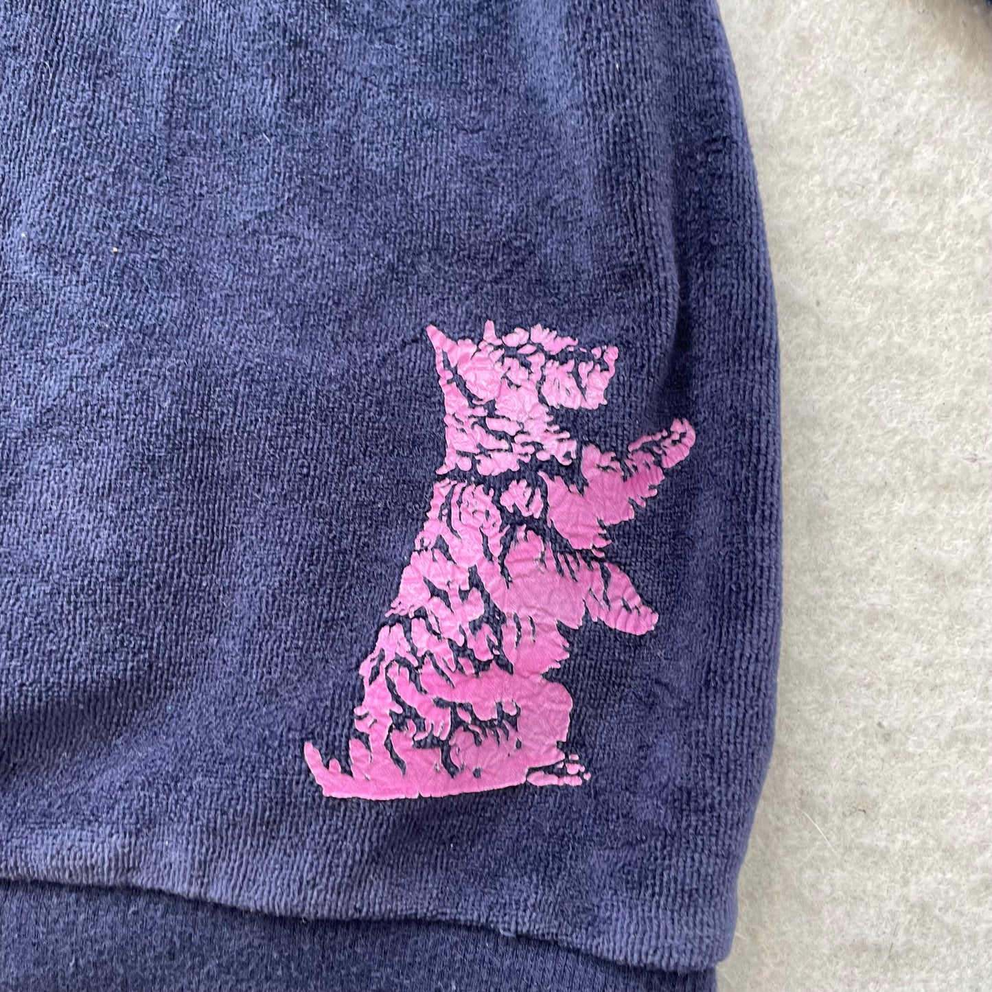 Juicy Couture Women's Navy Velour Zip-Up Hoodie Y2k Drawstring Dog Logo Size M
