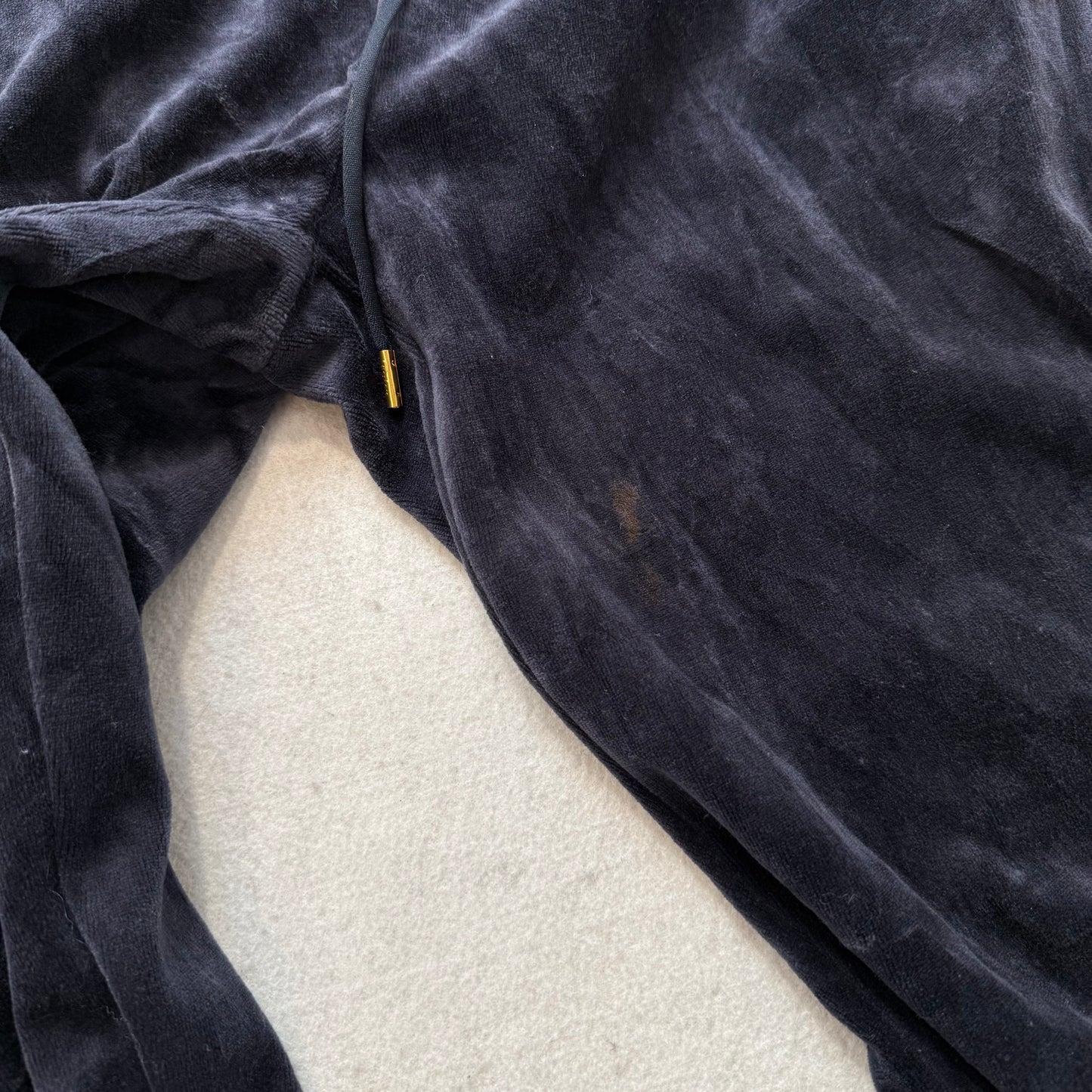 Juicy Couture navy Velour Tracksuit Set Hoodie & Drawstring Pants Size XL/M