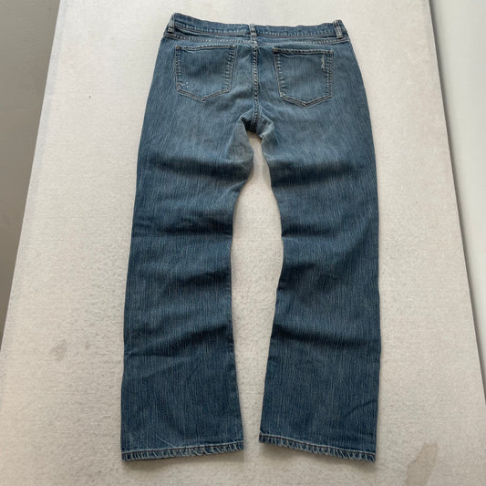 New York & Company Women's Medium Blue Denim Bootcut Jeans Distressed Size 12