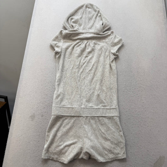 Juicy Couture Womens Gray Terry Cloth Zip-Up Romper Drawstring Shorts Size P