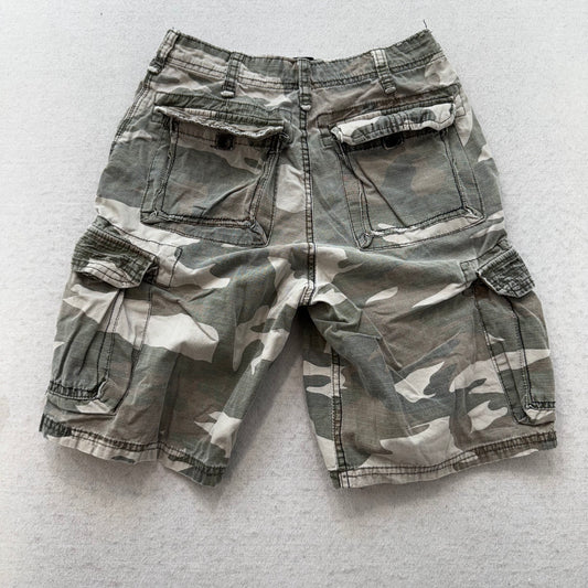Wearfirst Men's Green Camo Cotton Cargo Shorts Utility Pockets Outdoor Size 12