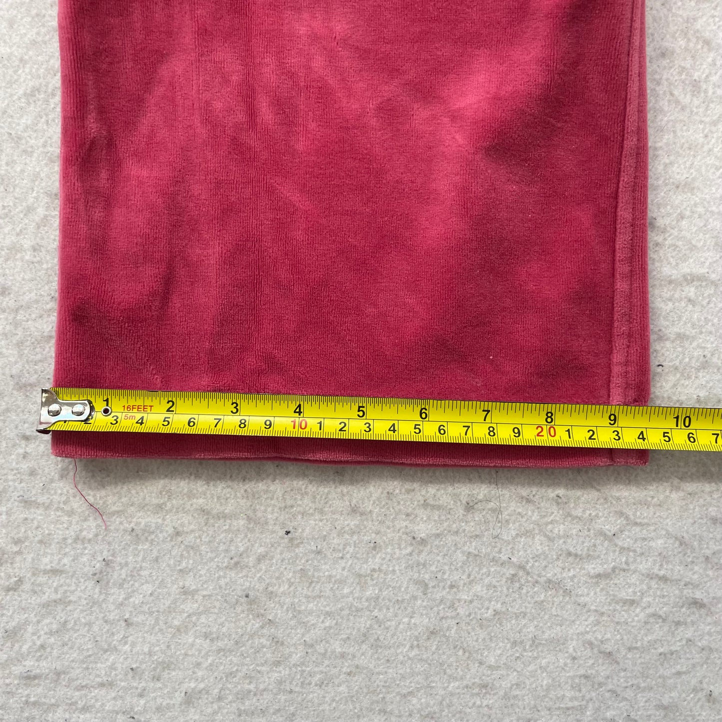 Juicy Couture Women's Red Velour Flared Track Pants Back Flap Pockets Size L