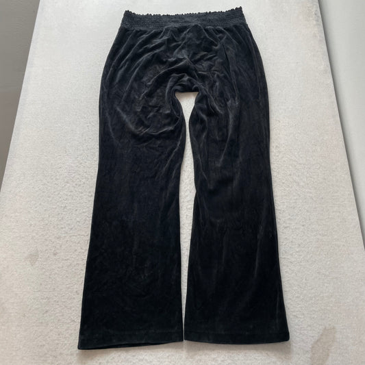 Vintage Juicy Couture Womens Black Velour Flared Track Pant Elastic Waist Size L