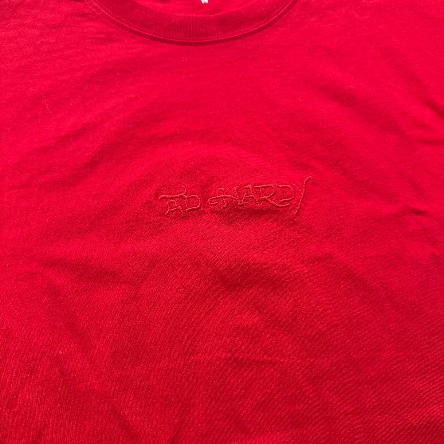 ED HARDY EMBROIDERED LOGO RED TEE