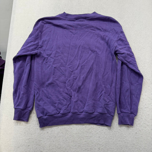 Benetton Unisex Purple 100% Cotton Sweatshirt Embroidered Spellout Logo Size S