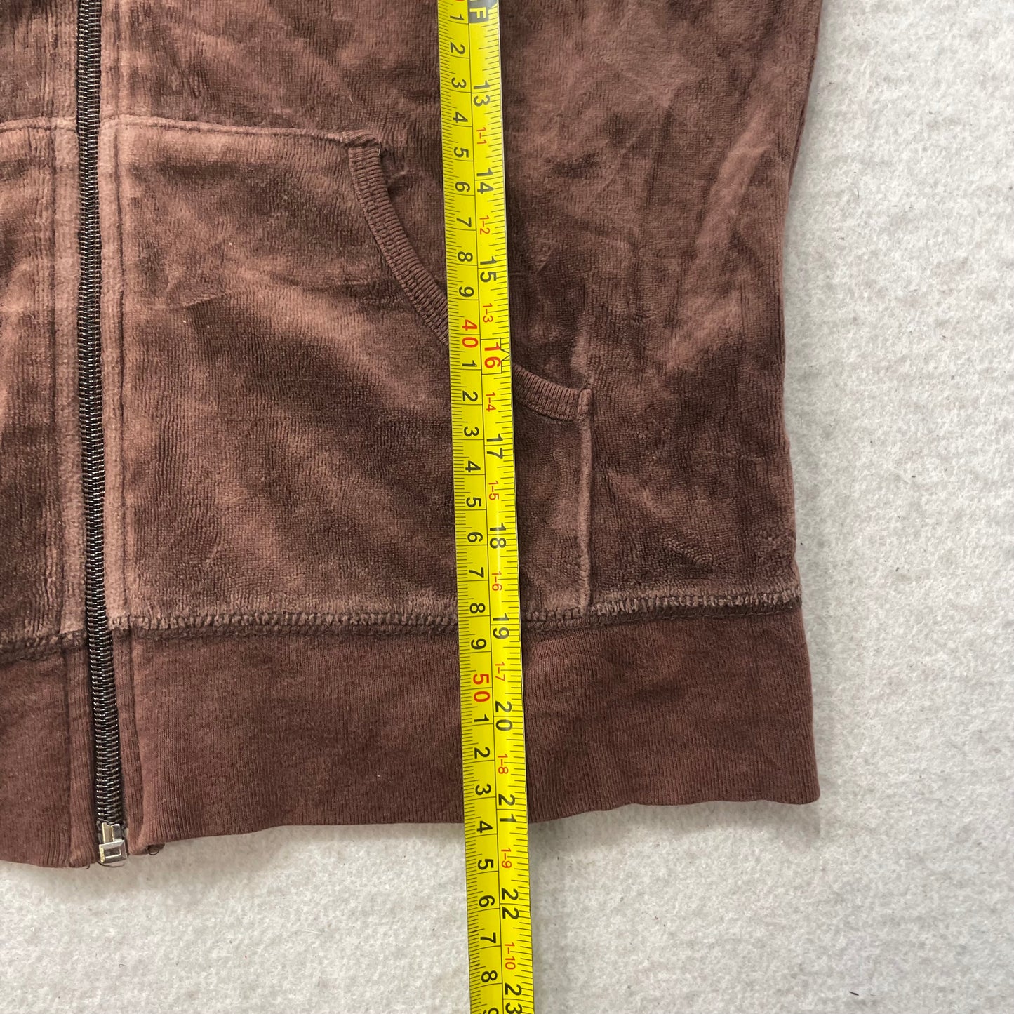 Juicy Couture Womens Dark Brown Velour Zip-Up Hoodie Pockets Y2k Dog Logo Size M