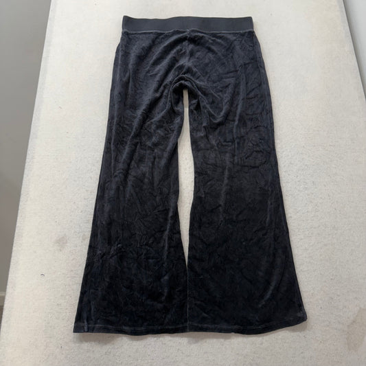2003 Vintage Juicy Couture Women's Black Velour Flare Wide Leg Track Pant Size S