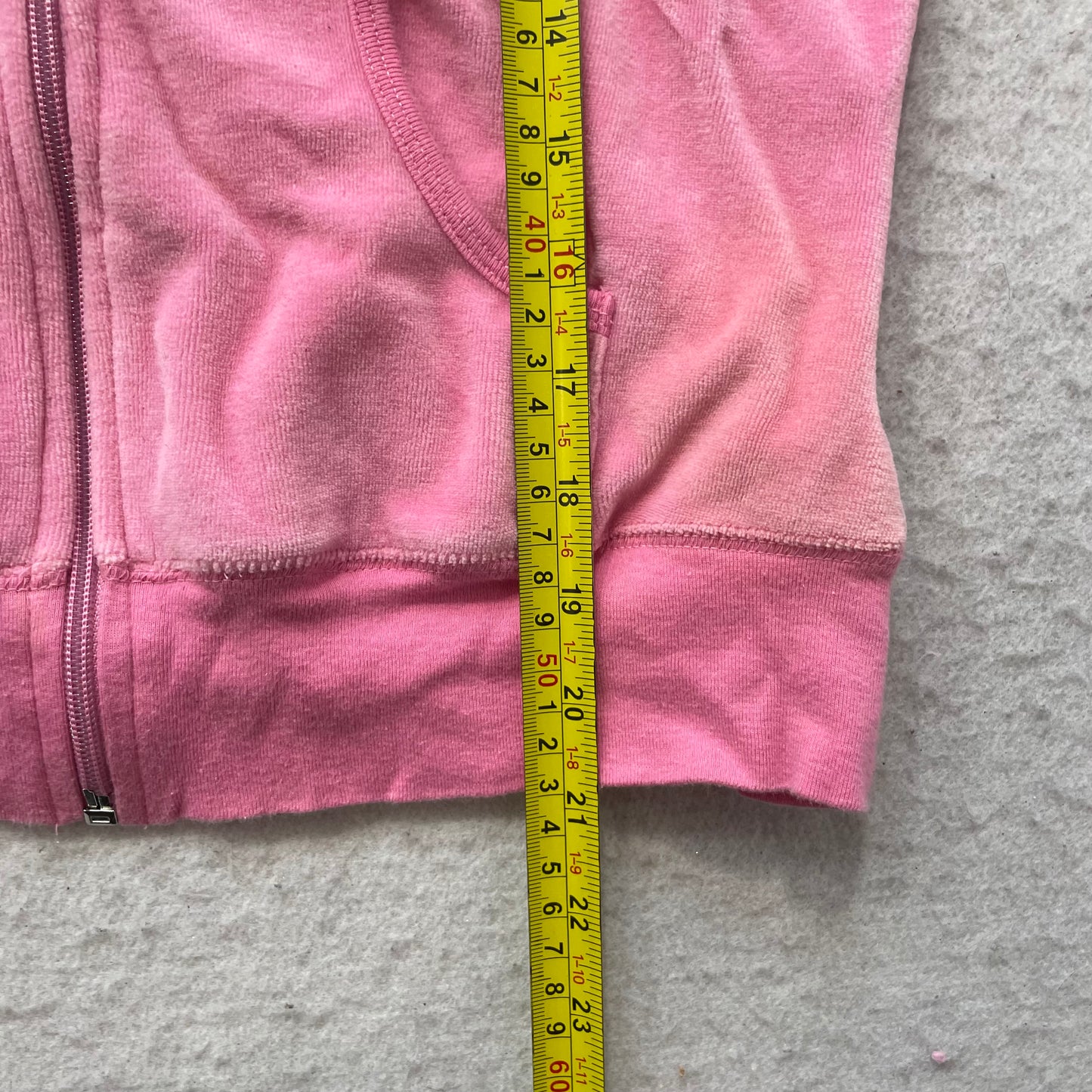 Vintage Juicy Couture Women's Pink Velour Zip-Up Hoodie Loungewear Pocket Size S