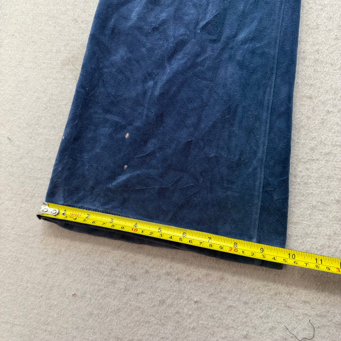 Vintage Juicy Couture Women's Navy Velour Flared Track Pants Drawstring Size S