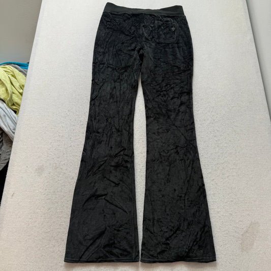 Hollister Women's Black Velour Flared Track Pant Back Pockets Y2K Preppy Size S