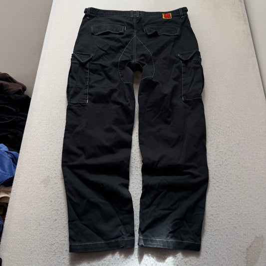 Empyre Men's Black Loose Fit Embroidered Cargo Skate Pants Streetwear Size 34