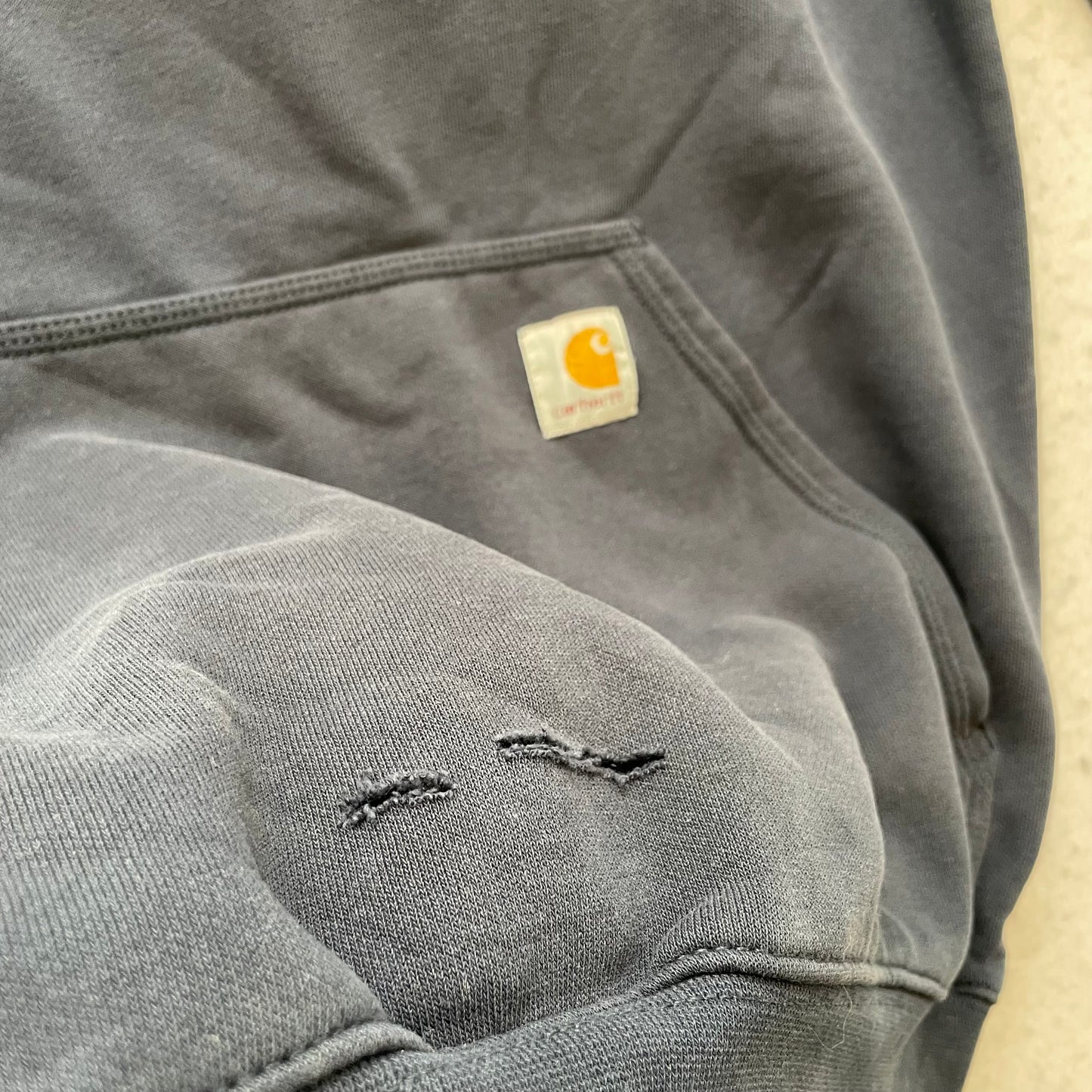 Carhartt Midweight Loose Fit Men's Dark Navy Hooded Sweatshirt Pullover Size S