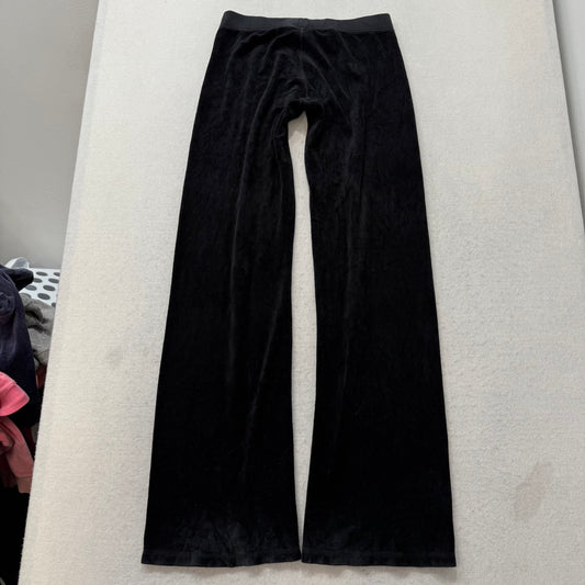 2003 Vintage Juicy Couture Women's Black Velour Flared Leg Track Pant Size P