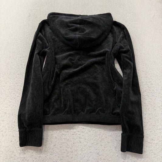 Fila Womens Black Fleece Hoodie Quarter Zip Logo Pullover Long Sleeve Top Size M