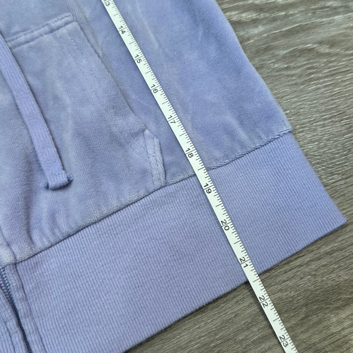 Vintage Juicy Couture Women's Lavender Velour Full Zip Hoodie Drawstring Size S