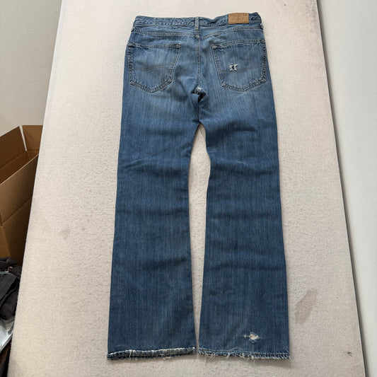 Hollister California Men's Blue Denim Bootcut Jeans Pockets Classic Size 34x34
