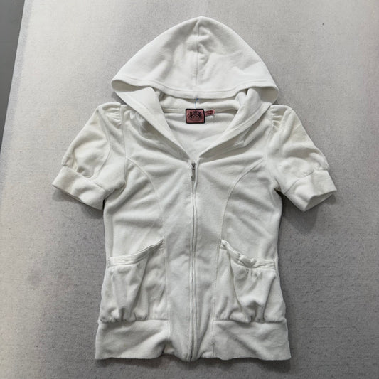 Juicy Couture White Terrycloth Tracksuit Set Zip Up Hoodie & Flared Pant Size S