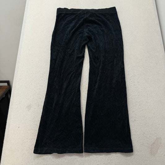 Juicy Couture Women's Black Velour Flared Wide Leg Track Pant Loungewear Size M