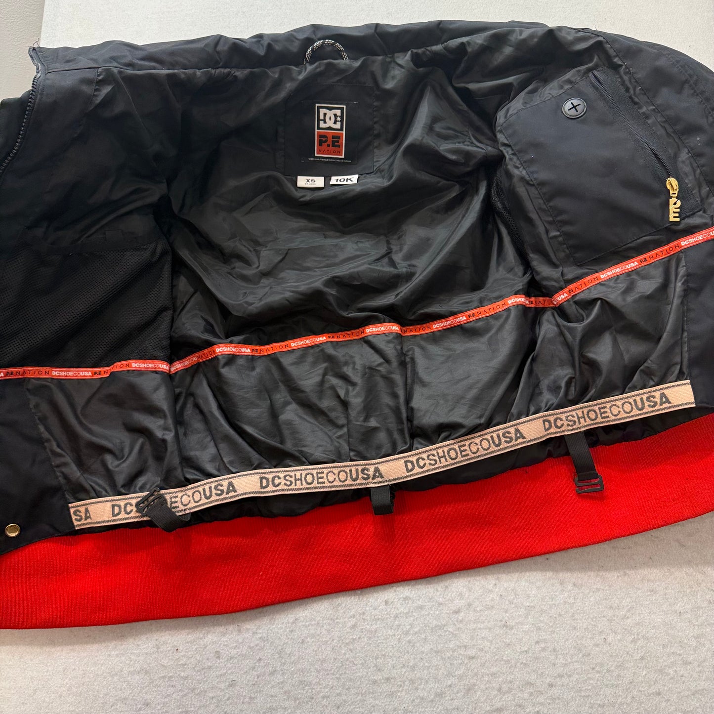 DC x PE Nation Women Black Red Snowboard Jacket Insulated Ski Puffer Size XS 10K
