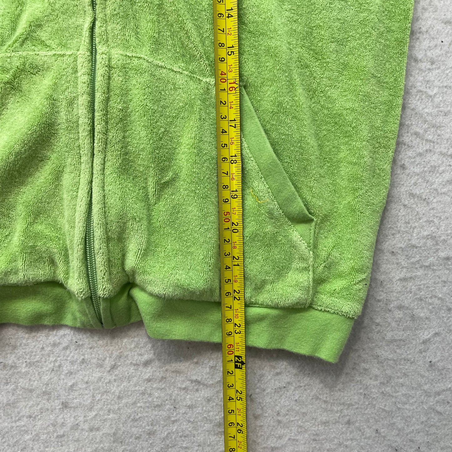 Juicy Couture Women's Lime Green Terry Cloth Zip-Up Hoodie Loungewear Y2k Size M