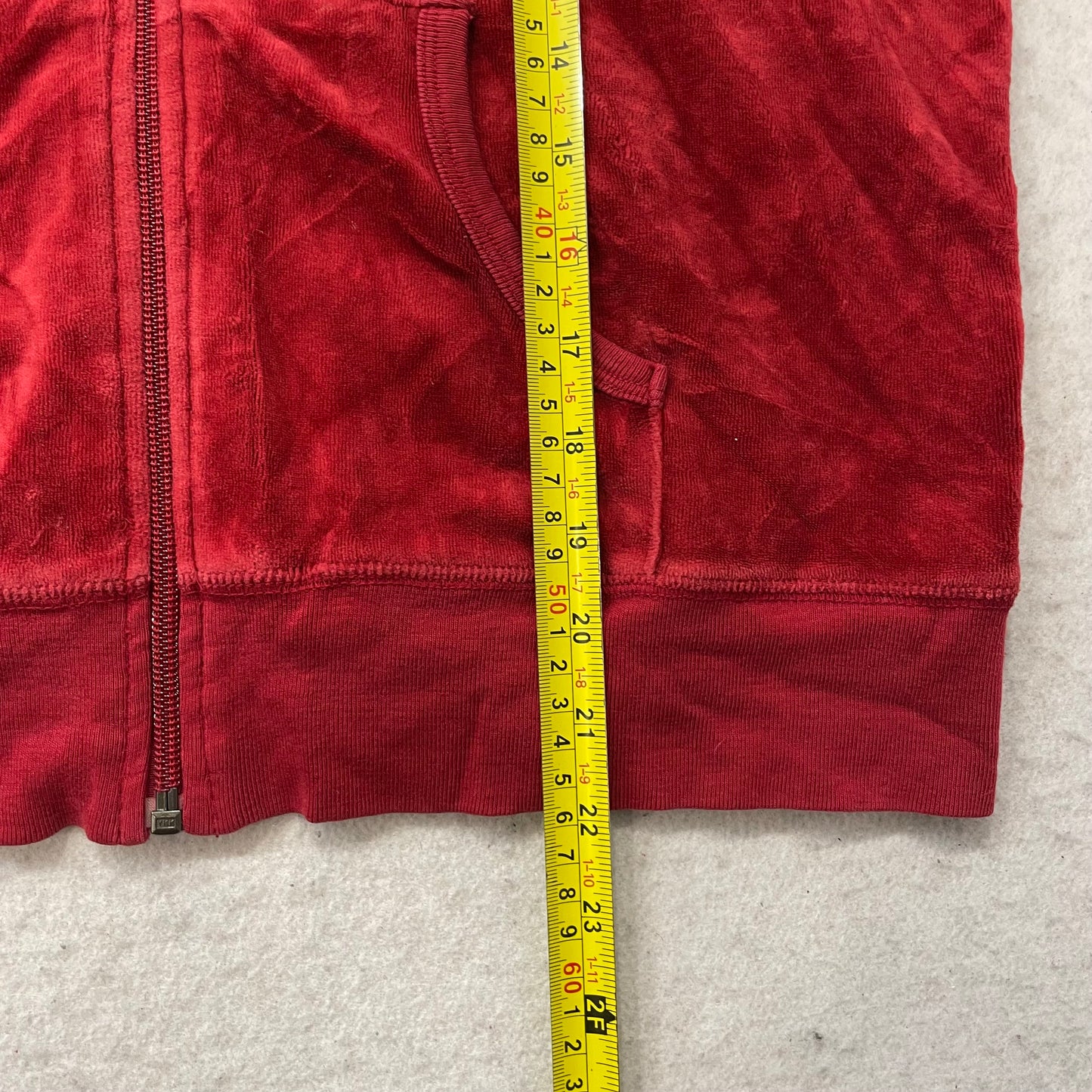 Vintage Juicy Couture Scottie Dogs Women's Red Velour Hoodie Rhinestones Size L