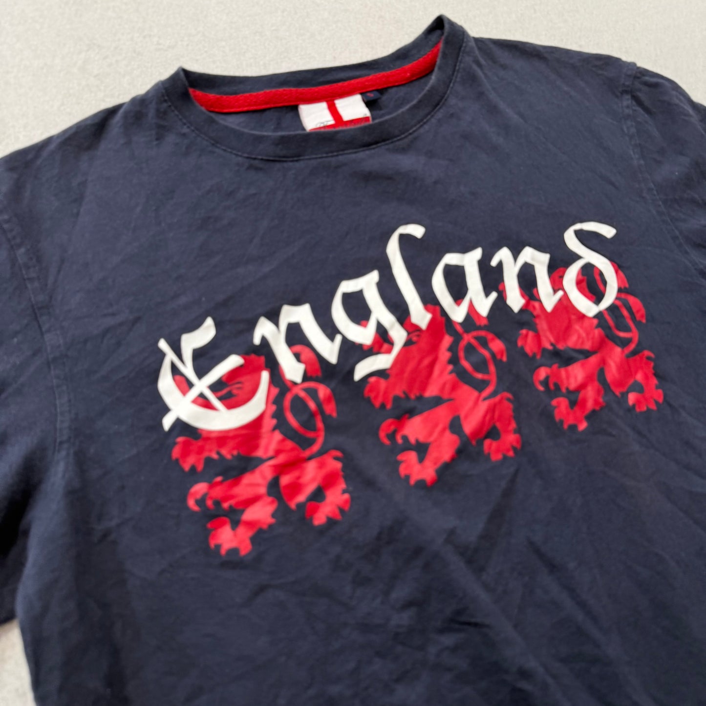 Turnstyle Men's Navy Blue Cotton T-Shirt England Football Three Lions Tee Size S