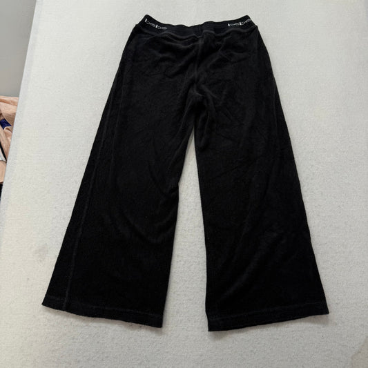 Bebe Women's Black Terrycloth Wide Leg Capri Zip Pocket Made In The USA Size S