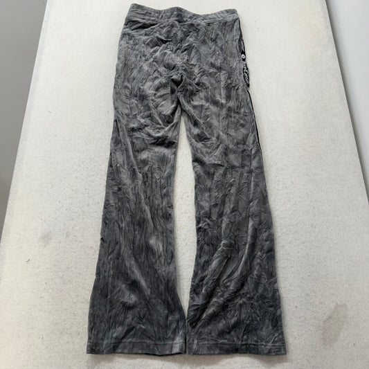 Juicy Couture Women's Gray Velour Flared Track Pant Side Stripe Logo Tape Size S