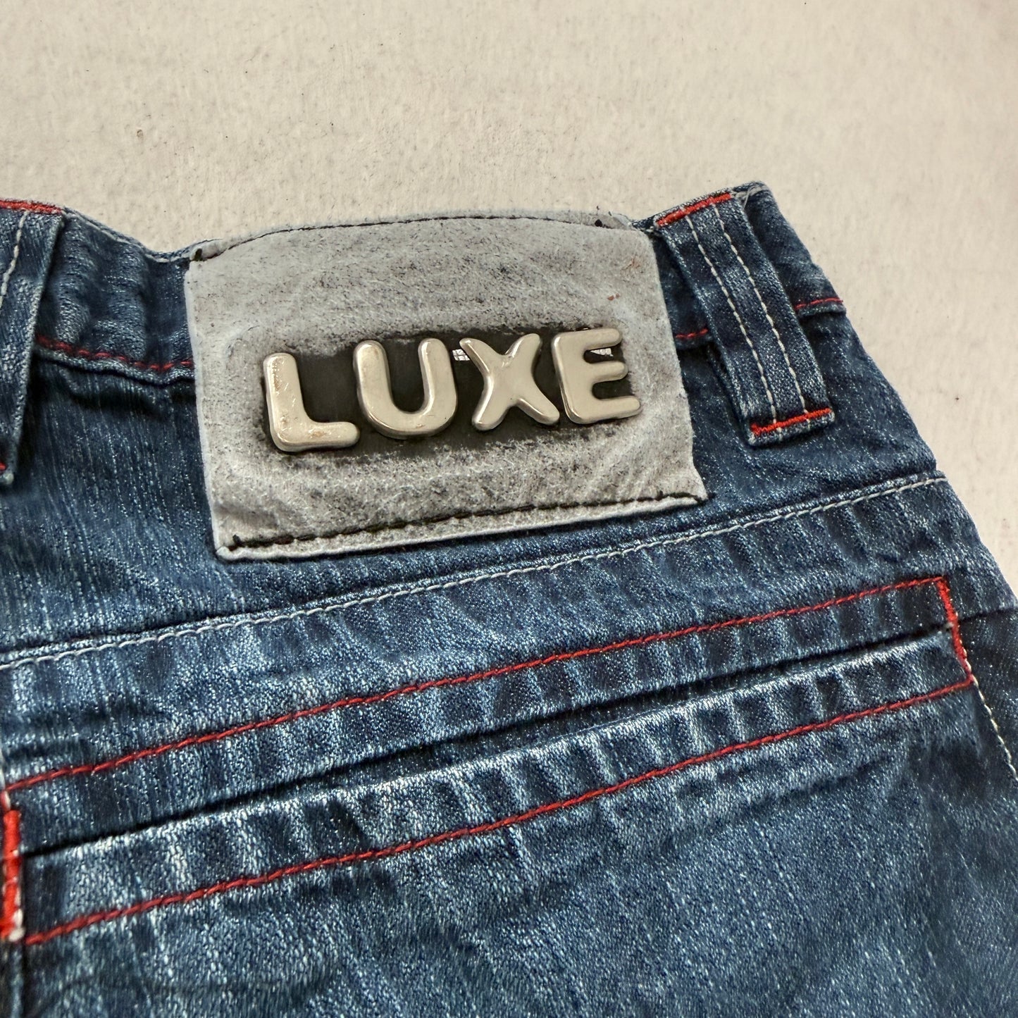Vintage Lot 29 Luxe Men Blue Baggy Denim Jeans Looney Tune Daffy Duck Patch - 32
