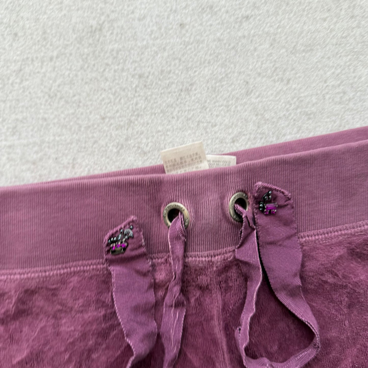 Juicy Couture Women's Plum Velour Flared Track Pant Loungewear Drawstring Size M