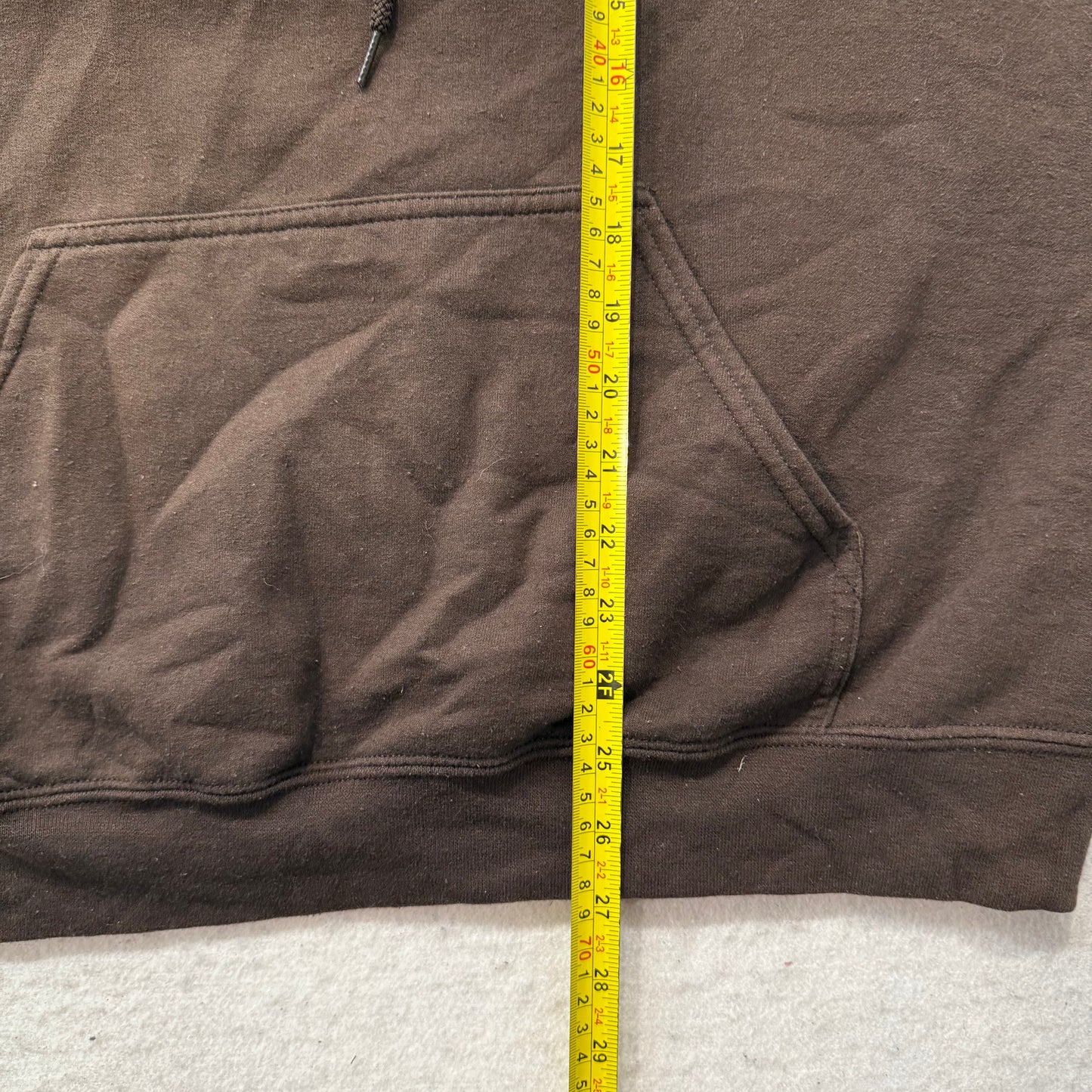 Gildan Heavy Blend Men's Brown Pull Over Hoodie Drawstring Graphic Y2k Size L