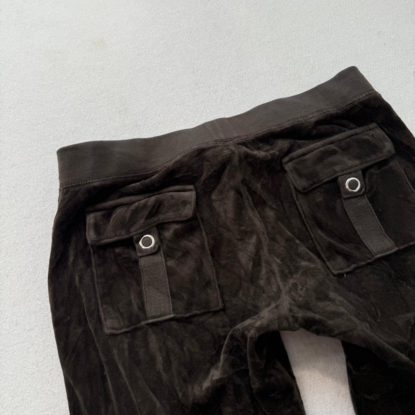 2003 Vintage Juicy Couture Women's Dark Espresso Velour Flared Track Pant Size P