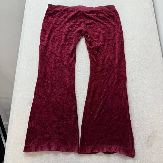 2003 Vintage Juicy Couture Women's Maroon Velour Flare Track Pant Zipper Size XL