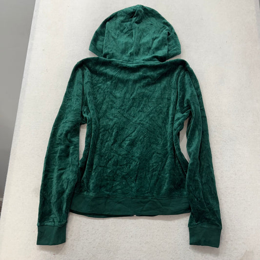 Juicy Couture Women's Brunswick Green Velour Full Zip Hoodie Loungewear Size XL