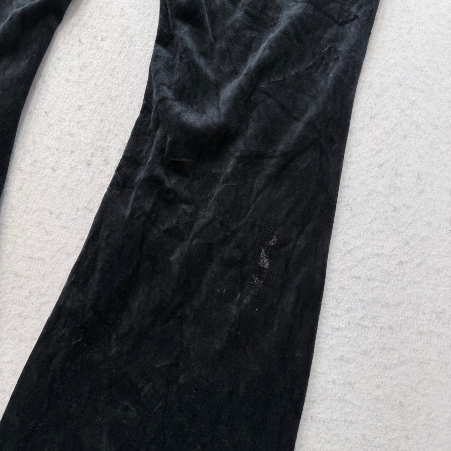 Juicy Couture Women's Black Velour Wide Leg Flared Track Pants Pockets Size XL