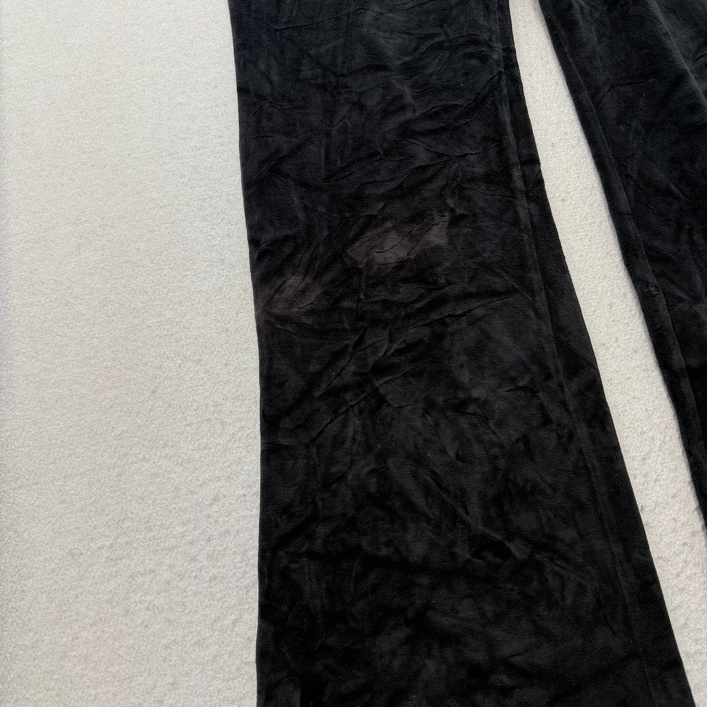 Victoria's Secret PINK Women's Black Velour Flared Track Pant Sequin Logo Size S