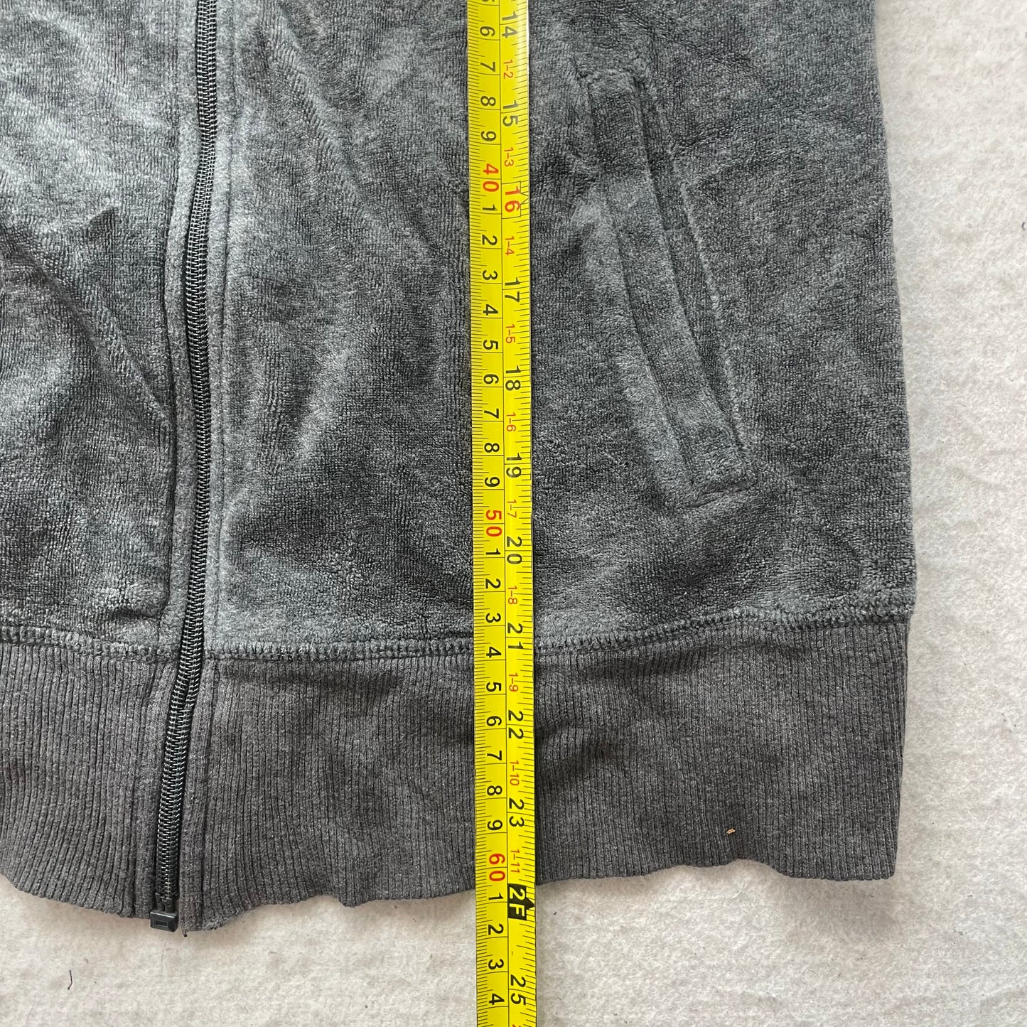 Vintage Juicy Couture Womens Charcoal Gray Velour Track Jacket Loungewear Size S