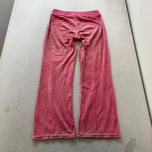 Juicy Couture Women's Dusty Pink Velour Flared Leg Track Pants Drawstring Size S