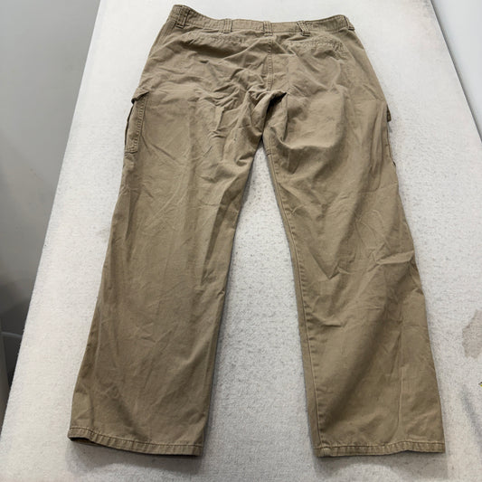 Wrangler Men's Khaki Cotton Relaxed Fit Cargo Pants Distressed Pocket Size 38x32