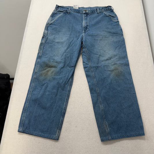 Carhartt Men's Medium Blue Denim Dungaree Fit Carpenter Jeans Workwear Waist 36