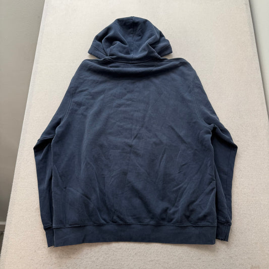 Nike Men's Navy Blue Cotton Blend Relaxed Fit Pullover Hoodie Swoosh Logo Size L