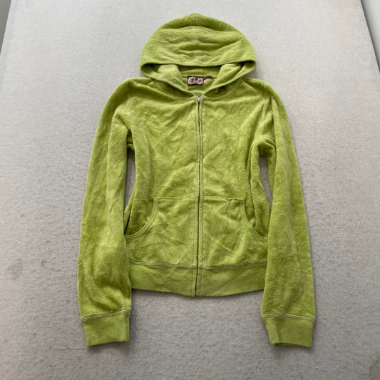 Juicy Couture Scottie Dogs Women Lime Terry Cloth Hoodie Rhinestones Logo Size M