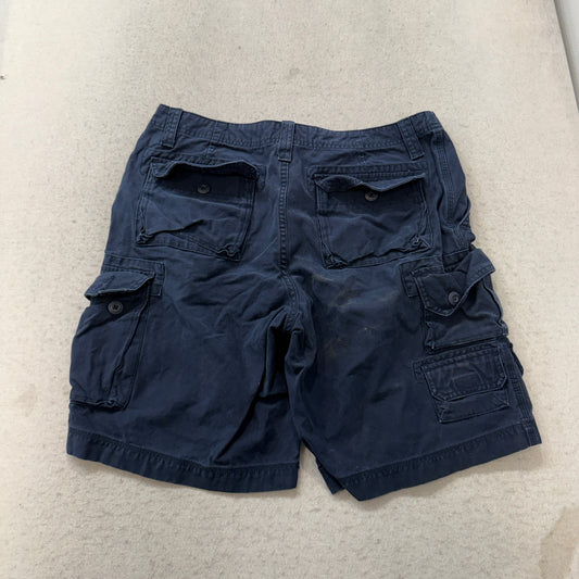 Route 66 Men's Navy Blue Cotton Cargo Shorts Pocket Classic Straight Fit Size 36