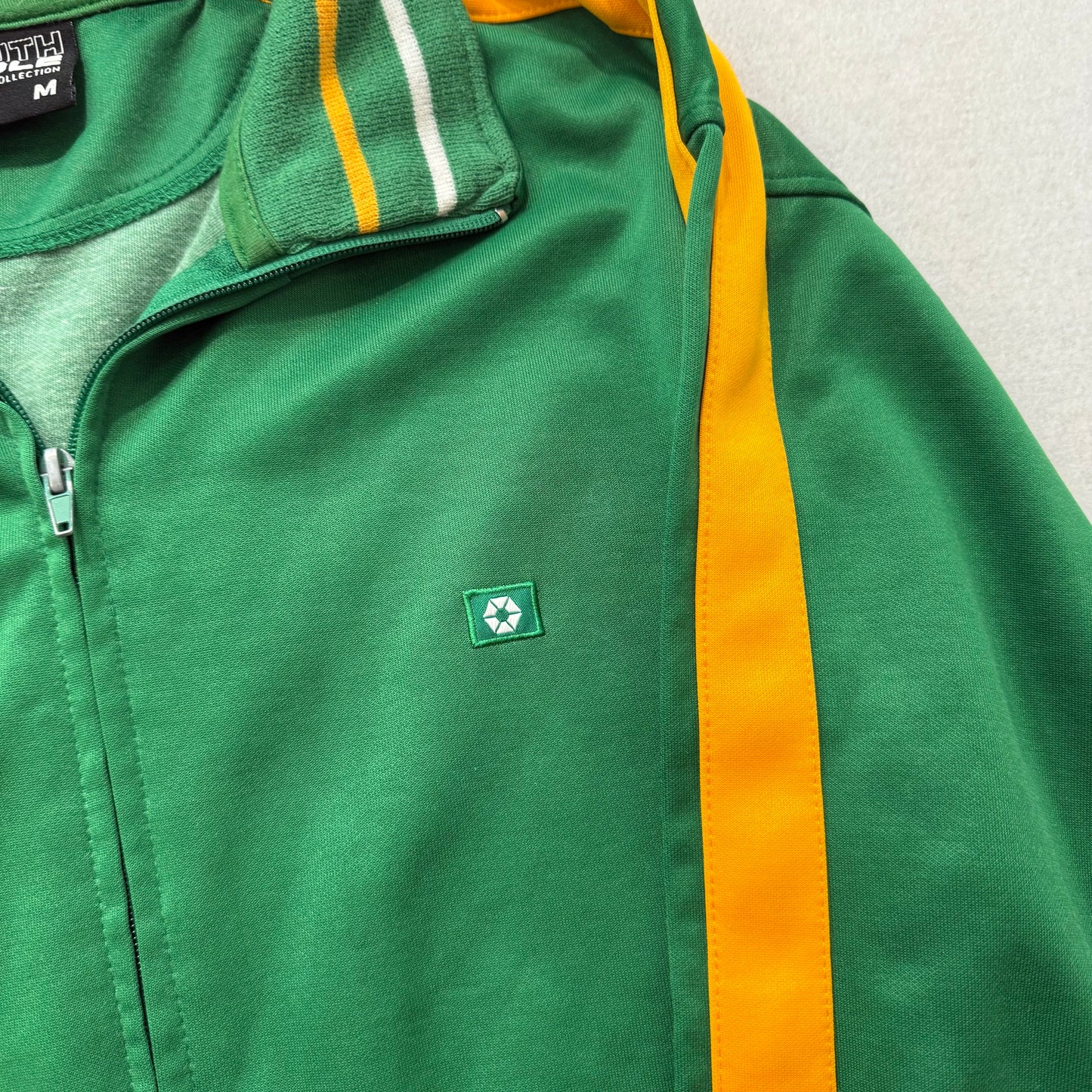 South Pole Men's Green Yellow Striped Full-Zip Track Jacket Hip Hop Y2K Size M